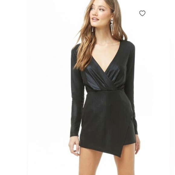 NEW Metallic Black Long Sleeve Romper - Picture 2 of 5